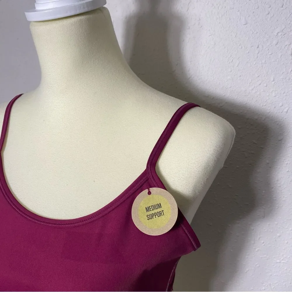 NWT Reebok Sports Bra Fushia Open Back w/ Straps Work Out Yoga Womens Size Large
